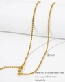 Detailed view of 2mm 18k gold plated stainless steel twist chain with product specs - HC0036G2045-Twist Chain