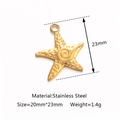 Golden stainless steel starfish pendant charm with spiral design for DIY jewelry - Gold Starfish (DY1055-2)