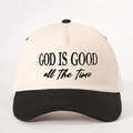 Casquette bicolore God Is Good en toile crème avec broderies noires et visière noire - Beige et Noir