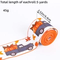 5-yard autumn ribbon roll with truck, pumpkin, and maple leaf patterns on white background - Z2-43 Truck Pumpkin Style