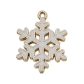 Ciondolo a forma di fiocco di neve in smalto bianco con cornice in metallo dorato - Fiocco di Neve Bianco (12536) / 1 Pezzo/Confezione (19x24mm) / Bianco