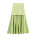 Detail of light green pleated skirt with high-quality stitching and fabric texture - S / Skirts / Light Green