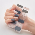 Laser gold marble and glitter nail stickers in dark grey and rose gold, model DQ3-008 - Dark Grey White Marble Rose Gold Glitter Rhinestone (DQ3-008)