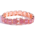 Collana cubana da 13mm in oro rosa con diamanti rosa quadrati e rotondi brillanti - Bracciale Da 7 Pollici / Oro Rosa Diamante Rosa
