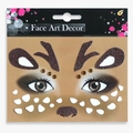 Glittery brown deer face stickers for Halloween with white spots and amber rhinestones - Sika Deer