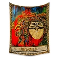 Quilted bohemian tarot tapestry featuring The World artistic goddess illustration on white - The World Portrait (ZJ606-4) / 73X95CM (Brushed Fabric)