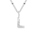 Silver 18K plated stainless steel necklace with letter L pendant and beaded chain - Letter L / Silver