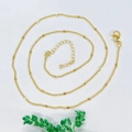 Detail of gold plated heart link chain necklace with lobster clasp and extender chain - Star Chain-45cm+5cm