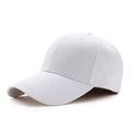 Classic white baseball cap made of cotton canvas with six-panel structure and curved brim - Adjustable / White
