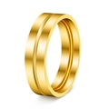 Polished gold stainless steel band ring with a central groove for couples - US 5 / Gold