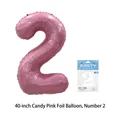 40-inch candy pink foil number 2 balloon with card packaging for birthday party decor - Candy Pink Number 2 / 40 Inch / 1PC