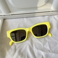 Fashionable oversized bright yellow sunglasses with retro thick frames and dark lenses - Candy Square Yellow