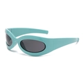 Occhiali da sole sportivi Y2K ovali con montatura blu lago lucida e lenti grigio scuro - Montatura Blu Lenti Grigie