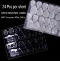 Languettes adhésives transparentes 24 pièces pour faux ongles réutilisables - Blanc