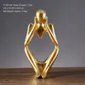 Modern abstract golden resin thinker figurine home decor, size 13x10.5x24cm - Gold Deep Thinking Large Style (7116V-06)