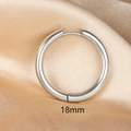 Detailed 18mm polished stainless steel hoop earring shown on champagne satin fabric - 1PC / 18mm / Silver