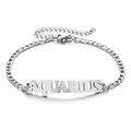 Silbernes Figaro-Armband mit einem Wassermann-Sternzeichen-Namensschild aus Edelstahl - Silber-Wassermann