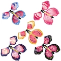 Pack of 5 mechanical flying paper butterflies with colorful patterns and elastic bands - 10PCS Butterfly Pack (2025 Pink Style)