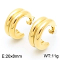 Boucles d'oreilles créoles doubles en forme de C dorées, taille 20x8mm et poids de 11g - Style A / Doré