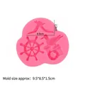 Pink silicone mold with seagull, helm and lifebuoy shapes for ocean theme baking cake - Style 1—Seagull Rudder Style (15-445) / Pink