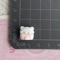 Detailed view of mini resin candy house charm with scale showing 1.5cm size for DIY crafts - Thickened Mini Style / Pink Bear House