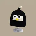 Winter knit black baby hat with cute cartoon eyes and ear protection for warmth - Bird Hat Black (2 Months - 2 Years Old)