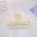 Square acetate hair claw clip with beige shell texture and hollow cutout design - Square Hollow / Mermaid Shell Texture