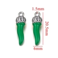 Green and silver chili pepper pendant dimensions showing 20.5mm height and 6mm width - Green-Silver