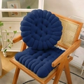 Cuscini per seduta spessi trapuntati blu navy in set tondo e quadrato su sedia - Rotondo (Diametro 40cm) / Blu navy