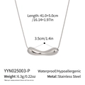 Dimensioni dettagliate della collana minimalista in acciaio inossidabile con specifiche - Stile a Barra Curva / Argento (YYN025003-P)