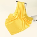 Elegant lemon yellow satin square scarf with a smooth silky finish and high gloss - Bright Yellow