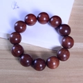 Single loop Argentina Green Sandalwood bracelet with polished dark red beads - 10mm 19 Beads / Indonesian Rosewood