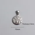 Detailed macro view of 15mm vintage stainless steel round cross pendant with 2.5mm thickness - Relief Sun Round Pendant (P00080S)