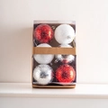 Lot de 6 boules de Noël en rouge, blanc et argent avec finition scintillante - 8CM Boule de Noël B (Lot de 6)