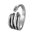 Adjustable silver punk dragon claw ring in retro style with vintage alloy finish - Style 7