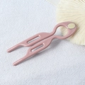 Dusty pink U-shaped hair fork pin with gold oval accent for elegant updos - 9cm Fishtail Double Prong (Labeled Deep Pink) / 9cm U-Shaped Hair Fork / Deep Pink
