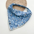 Foulard a triangolo floreale blu con pizzo bianco e fascia elastica per capelli - Stile Stampa Floreale / Foulard in pizzo blu