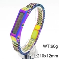 Bracciale a cavo in acciaio inossidabile arcobaleno stile punk meccanico da uomo, 210mm - Arcobaleno (KB182962-KFC)