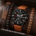 Detalle del set de 4 piezas para hombre con reloj de cuarzo marrón y pulseras de moda - Sin Caja / Set 1