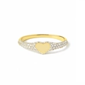 Eleganter vergoldeter Herzring aus 925er Silber mit funkelnden Akzenten für Damen - US 6 / 18K Gold