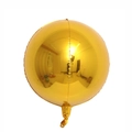 Glossy golden 4D round aluminum foil balloon with metallic finish and inflation port - 18 Inch / Gold
