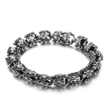 Vintage silver punk wolf head links bracelet in stainless steel for men with viking style - 22cm / Wolf Head Style (KB155323-KJX)