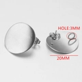 DIY 20mm round stainless steel ball stud earring component in silver finish with hole - Style 6 / Steel