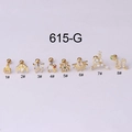 Set de 8 pendientes de acero dorado con circonitas de colores en forma de mariposa y estrella - Estilo Triángulo (1#) / Oro