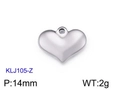 Detailansicht silberner Herzanhänger KLJ105-Z mit Größe 14mm und Gewicht 2g Spezifikationen - Stahlfarbe 14*11mm (KLJ105-Z)