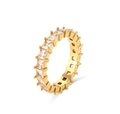 Elegant 18K gold plated stainless steel ring featuring full square zircon stones inlay - US 9 / Full Zirconia Style / Gold