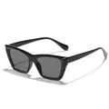 Classic black cat-eye sunglasses with polished thick frames and dark grey lenses - Black Frame Grey Lens