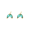 Exquisite gold earrings with marquise-cut turquoise stones in a leaf-like design - E1723 Gold Green Zircon
