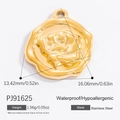 Roestvrijstalen hanger met roosreliëf en 18k goudlaag voor DIY sieraden maken - Rozenbloemreliëf-PJ91625