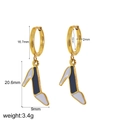 18k gold plated stainless steel hoop earrings with black and white enamel high heel charms - 18K Gold / High Heel Style (TE60104)